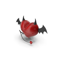 Heart With Devil Horns And Tail And Bats PNG & PSD Images