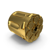 Drum Revolver Nagant M1895 With Cartridges Gold PNG & PSD Images