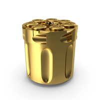 Drum Revolver Nagant M1895 with Cartridges Gold PNG & PSD Images