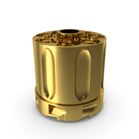 Drum Revolver Nagant M1895 With Cartridges Gold PNG & PSD Images