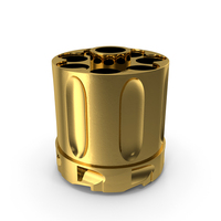Drum Revolver Nagant M1895 without Cartridges Gold PNG & PSD Images