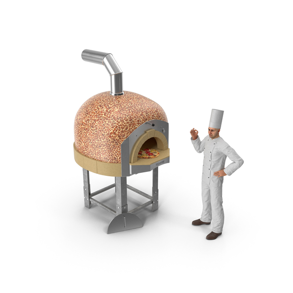 Chef with Traditional Wood Fire Pizza Oven PNG & PSD Images