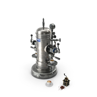 Retro La Pavony Espresso Machine With Cup Of Coffee And Grinder PNG & PSD Images
