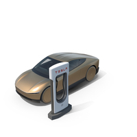 Tesla Cybercab Robotaxi with Supercharger Station PNG & PSD Images