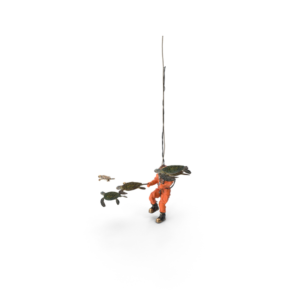 Vintage Deep Sea Diver Suit And Turtles PNG & PSD Images