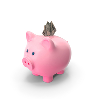 Pinky Piggy Bank Save US 50 Dollars Notes PNG & PSD Images