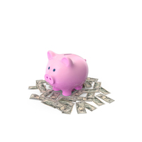 Piggy Bank Save Ground Us 50 Dollars Notes PNG & PSD Images