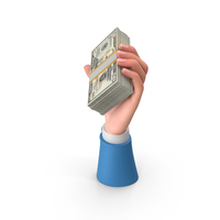 Raising Hand Win US 50 Dollars In Left Hand Money PNG & PSD Images
