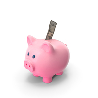 Single US 50 Dollars Note Save Piggy Bank PNG & PSD Images