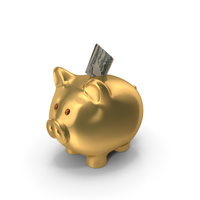 Us 50 Dollars Note Folded Gold Piggy Bank Save PNG & PSD Images
