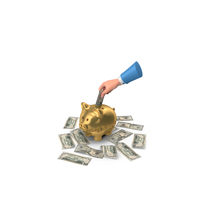 US 50 Dollars Note Save Hand Hold Gold Piggy Bank PNG & PSD Images