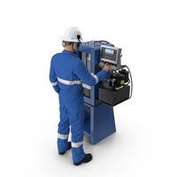 Industrial Worker Operating Control Panel Hydraulic Concrete Press PNG & PSD Images
