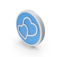 Double Heart Love Blue Coin PNG & PSD Images