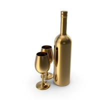 Gold Wine Bottle And Glasses PNG & PSD Images