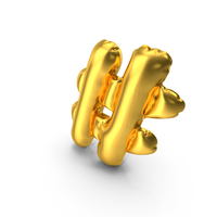 Golden Balloon Letter Hashtag PNG & PSD Images
