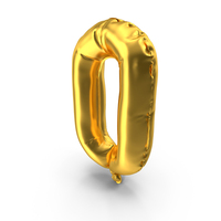 Golden Balloon Letter 0 PNG & PSD Images