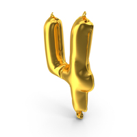 Golden Balloon Letter 4 PNG & PSD Images