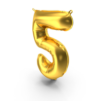 Golden Balloon Letter 5 PNG & PSD Images