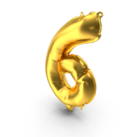 Golden Balloon Letter 6 PNG & PSD Images