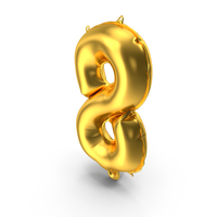 Golden Balloon Letter 8 PNG & PSD Images