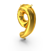 Golden Balloon Letter 9 PNG & PSD Images