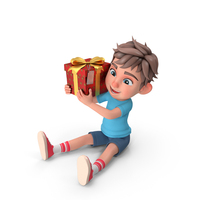 Leo Holding A Red Gift Box Sitting Pose PNG & PSD Images