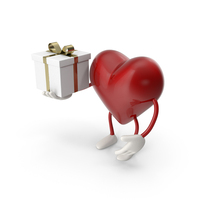 Heart With Gift Box And Gold Ribbon PNG & PSD Images