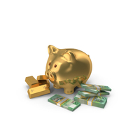 Golden Piggy Bank Save Gold 100 Australian Dollar PNG & PSD Images