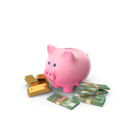 Piggy Bank Save Gold 100 Australian Dollar PNG & PSD Images