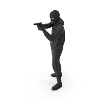 Armed Robber Character Aiming Pose PNG & PSD Images