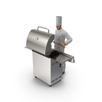 Chef Cooking At Barbecue Grill PNG & PSD Images