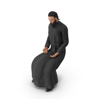Sitting Orthodox Monk Wearing Cassock PNG & PSD Images