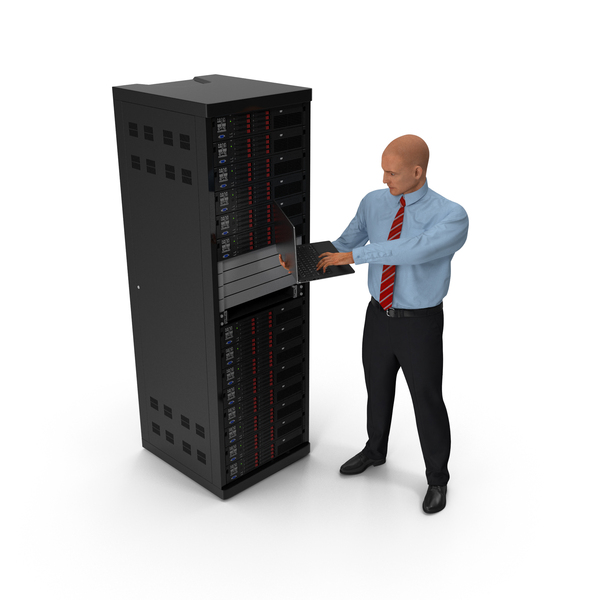 Server Rack with System Administrator PNG & PSD Images