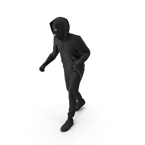 Hooded Thief Figure Stealth Pose PNG & PSD Images