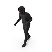 Hooded Thief Figure Stealth Pose PNG & PSD Images