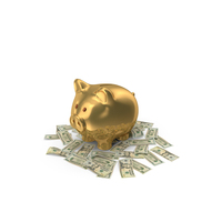 Circular Arranged 20 US Dollar Money Notes Gold Piggy Bank Few PNG & PSD Images