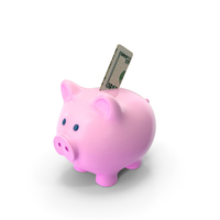 Pink Piggy Bank 20 US Dollar Money Note Folded Save PNG & PSD Images