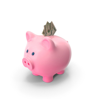 Pinkey Piggy Bank Save 20 US Dollar Money Notes PNG & PSD Images