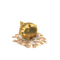 Circular Arranged 100 Singapore Dollar Gold Piggy Bank Few PNG & PSD Images