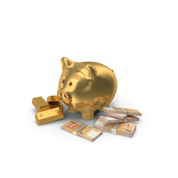 Golden Piggy Bank Save Gold 100 Singapore Dollar PNG & PSD Images