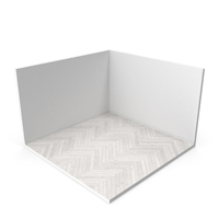 White Modern Studio 2 Walls Room With White Herringbone Wood Floor PNG & PSD Images