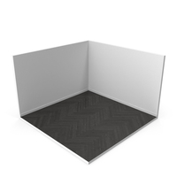 White Modern Studio 2 Walls Room With Black Herringbone Wood Floor PNG & PSD Images