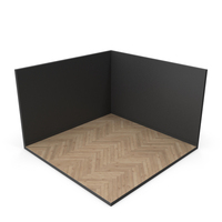 Black Modern Studio 2 Walls Room With Herringbone Wood Floor PNG & PSD Images