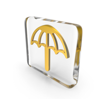 Save Umbrella Symbol Glass Cube PNG & PSD Images