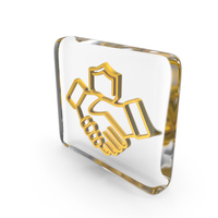 Shake Hand Partnership Secure Glass Cube PNG & PSD Images