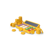 Calculator and Coins Cartoon PNG & PSD Images