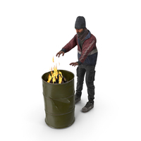 Homeless Man Warming Up At Barrel PNG & PSD Images