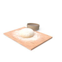 Fresh Raw Dough on Wooden Board and Sieve PNG & PSD Images