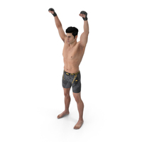 UFC MMA Fighter in Victory Pose Fur PNG & PSD Images