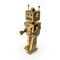 Gold Retro Toy Robot PNG & PSD Images